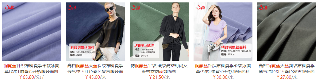 Copper ammonia silk fabric price