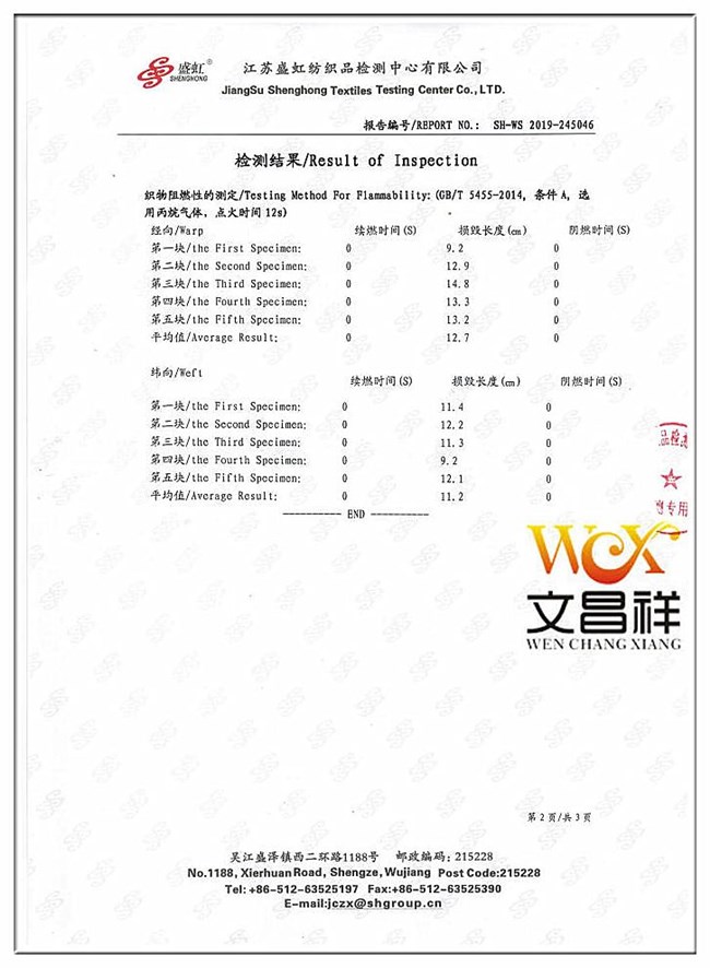 Flame retardant fabric measurement